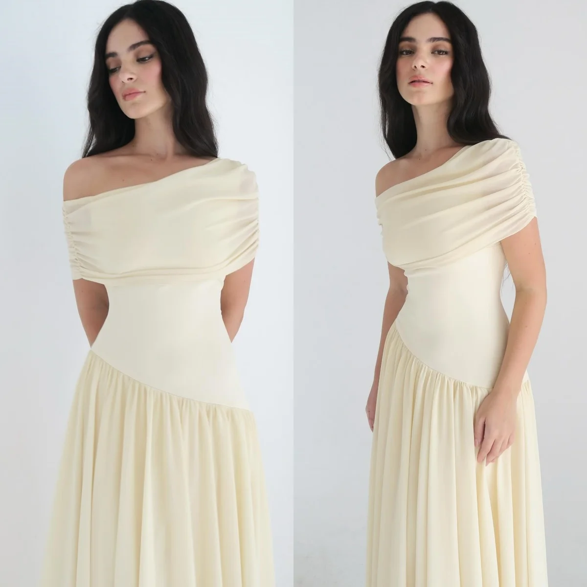 Robe de soirée personnalisée, Simple, scintillante, de haute qualité, robes d'occasion sur mesure, robe de soirée, asymétrique épaule dénudée, Jersey