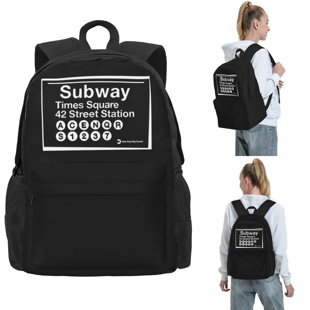 

Icons - NYC Subway Sign Backpack Hot Sale Daypack Large Capacity Kids BookBag School Bag Shoulder Bags for Men Women