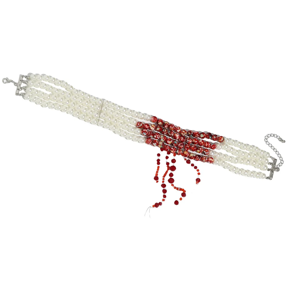 

1Set Women Necklace Pearl Gothic Style Layered Clavicle Chain Adjustable Metal Neck Jewelry for Party Daily Wear Prom Birthday