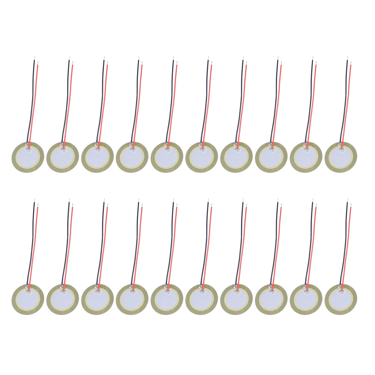 20PCS 20mm Piezo Disc Membraan Elementen Zoemer Koperen Plaat Piëzo Keramische Chips met Leadwires