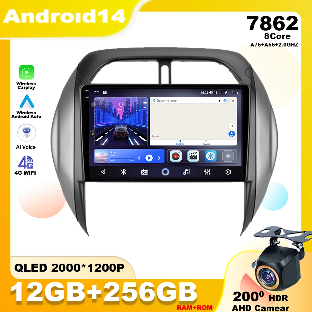 

Android 14 For Toyota RAV4 2 CA20 CA20W XA20 2003 - 2005 Car Radio Player Multimedia Navigation GPS WIFI stereo 4G WIFI QLED BT