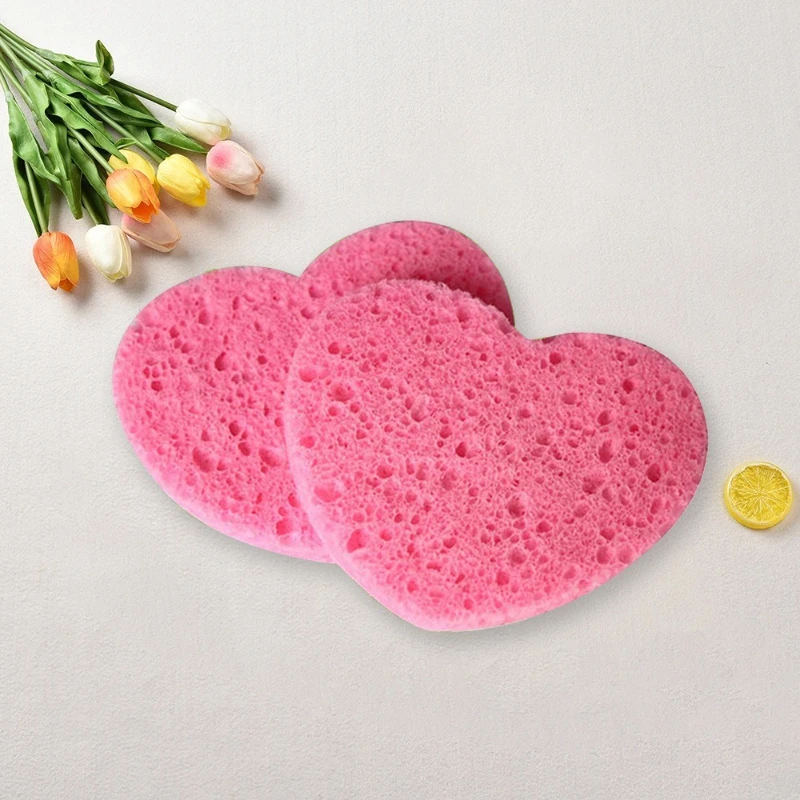 50 قطعة من إسفنجات الوجه على شكل قلب، إسفنجة مضغوطة للوجه، إسفنجة تنظيف الوجه الطبيعية، تنظيف قابل لإعادة الاستخدام والتقشير