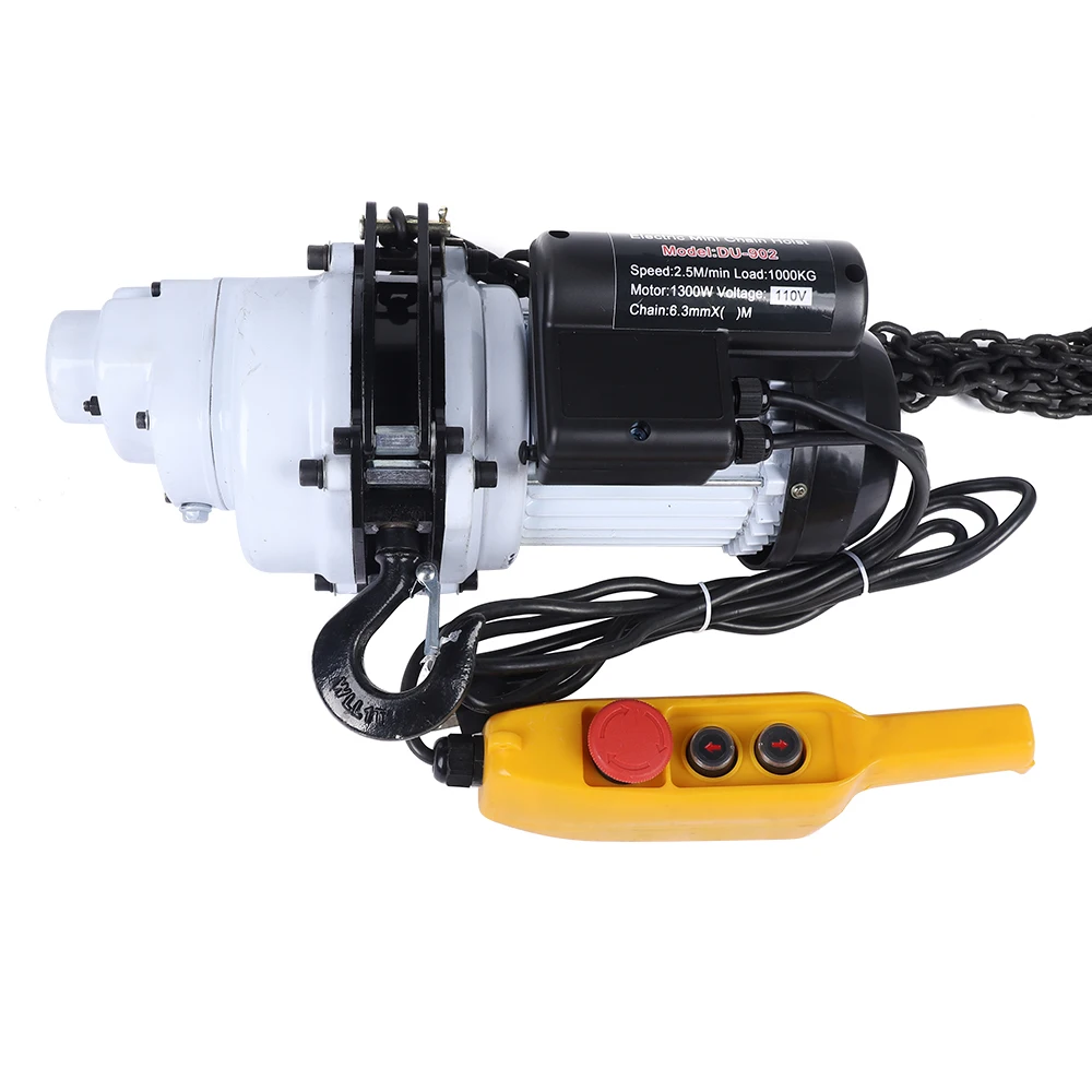 1000kg Electric Lift Hoist Crane Electric Winch Overhead with Emergency Stop Switch for Garage, Warehouses, Factories