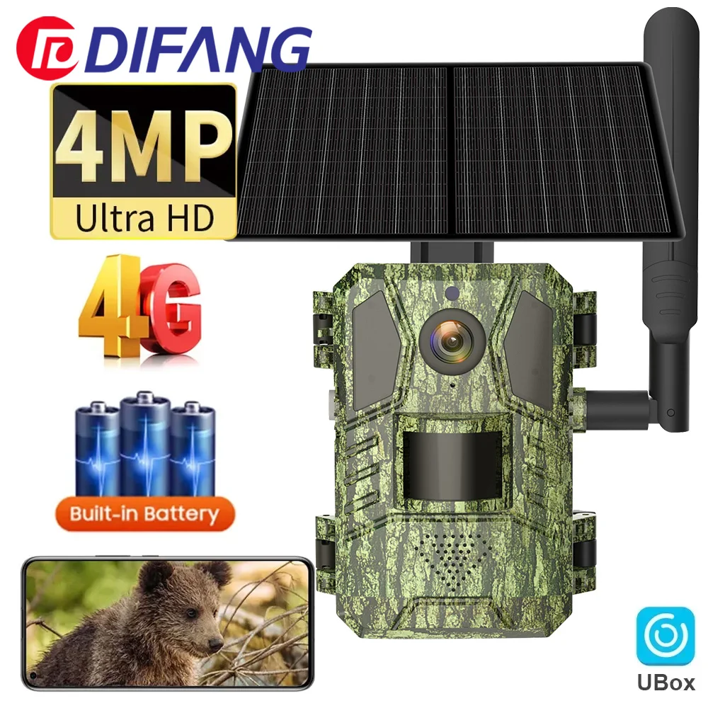 

HD Outdoors Waterproof IP66 Solar Hunting Trail Camera 4G SIM Card 20M PIR Motion Detection Wildlife Camera IR Night Vision CCTV