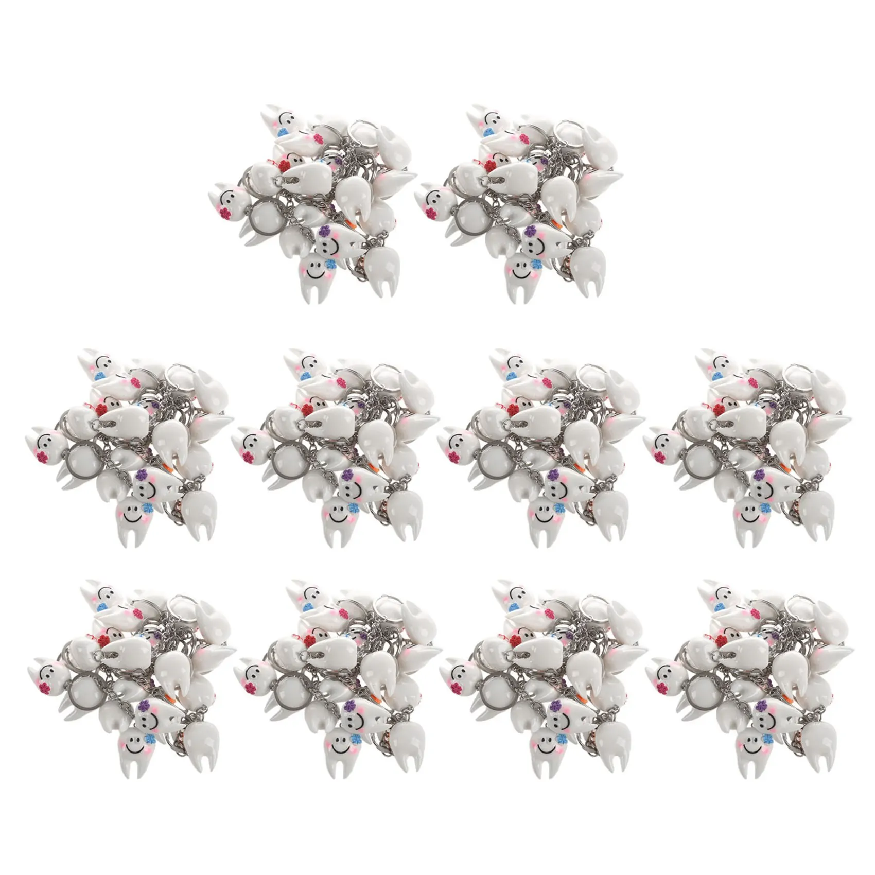

200 Pcs Keychain Key Ring Hang Tooth Shape Cute Gift