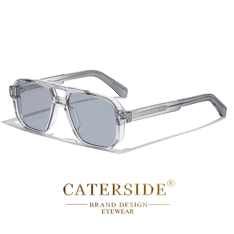 CATERSIDE แว่นกันแดดทรงนักบินสำหรับผู้ชาย ทรงแบน ขาแว่นแบบคู่ ขนาดใหญ่ ทรงกล่อง แว่นตาสำหรับผู้หญิง เหมาะสำหรับการเดินทาง ธุรกิจ งานปาร์ตี้ วันหยุด แว่นตาที่เหมาะสำหรับทุกโอกาส ป้องกันรังสียูวี 400