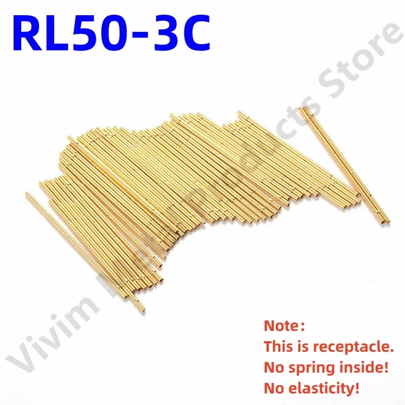 

20/100PCS RL50-3C Test Pin PL50-B Receptacle Brass Tube Needle Sleeve Seat Crimp Connect Probe Sleeve Length27.2mm Dia 0.86mm