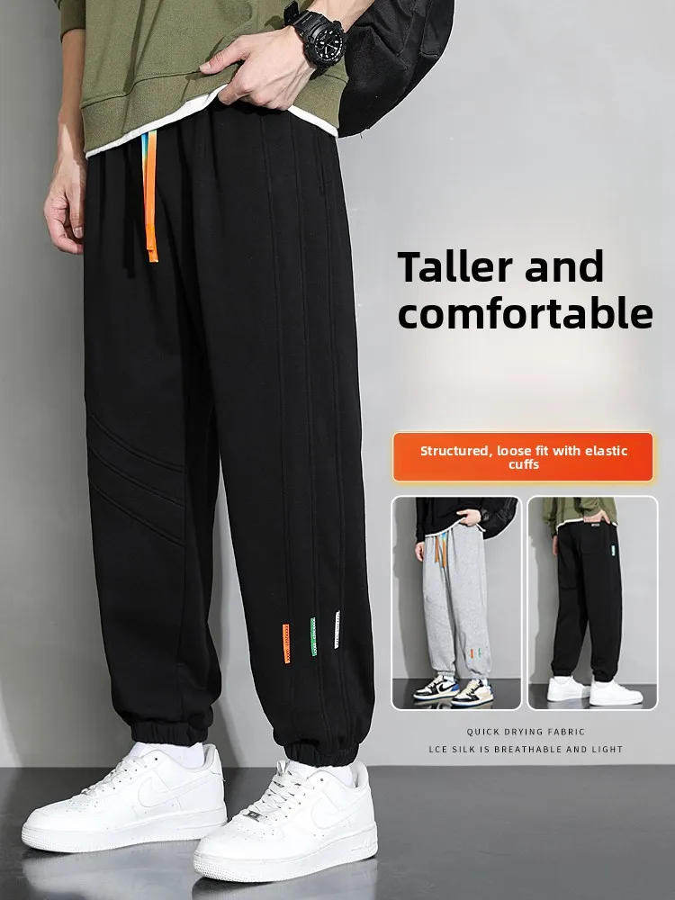

Свободные мужские спортивные брюки больших размеров для весны и осени, повседневные длинные брюки для полных мужчин, удобная посадка