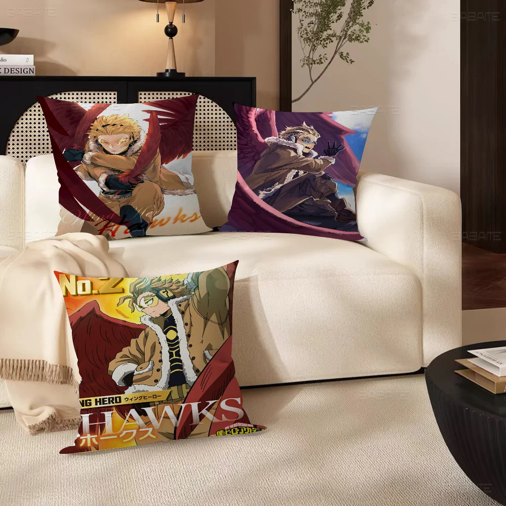 Anime My Hero Academia Hawks Personalized Picture Text Home Decorative Pillows Household Gifts 45x45cm