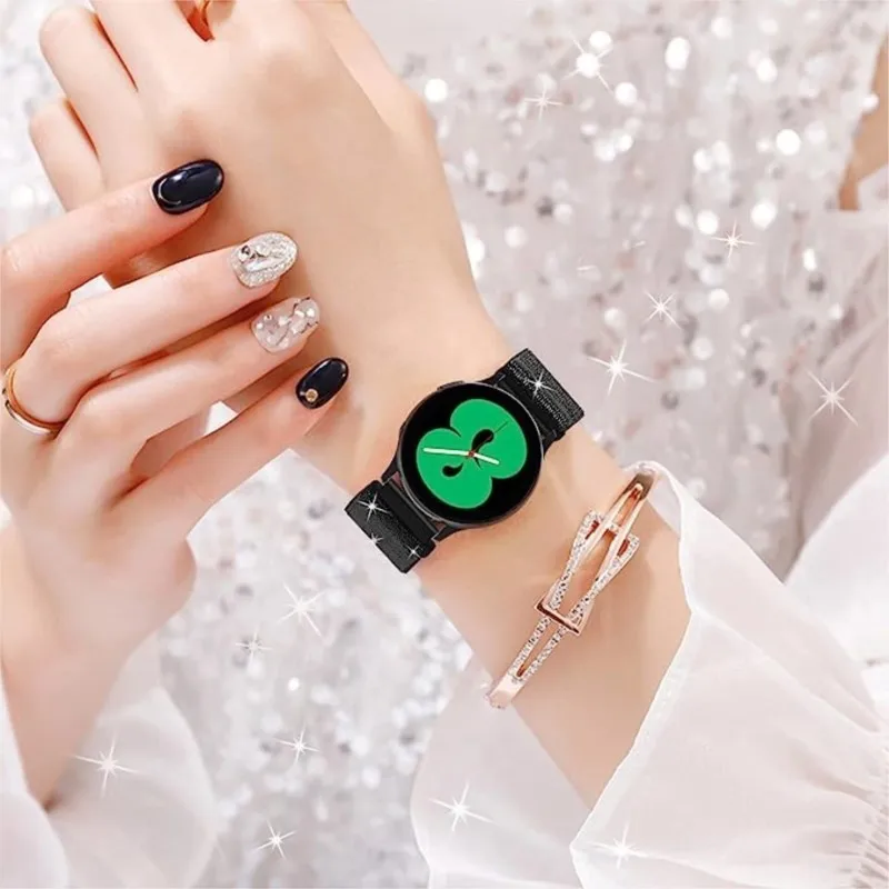 Samsung Galaxy Watch 6 4-5 pro-3-4用の伸縮性ストラップ,女性用のクラシックで光沢のあるブレスレット,20mm,22mm