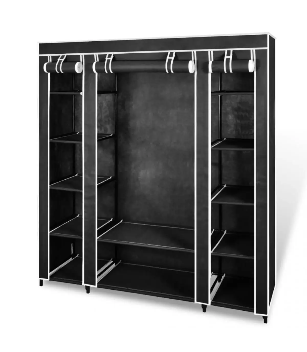 Wardrobe cabinets fabric wardrobe compartments and black rods 45x150x176 cm