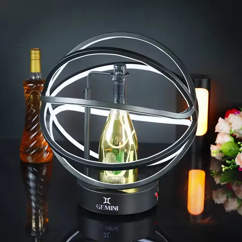 Nightclub Bar Globe Cage Shape Led VIP Wine Champagne Whisky Bottle Presenter Bottle Display Holder Glorifier Display Rack