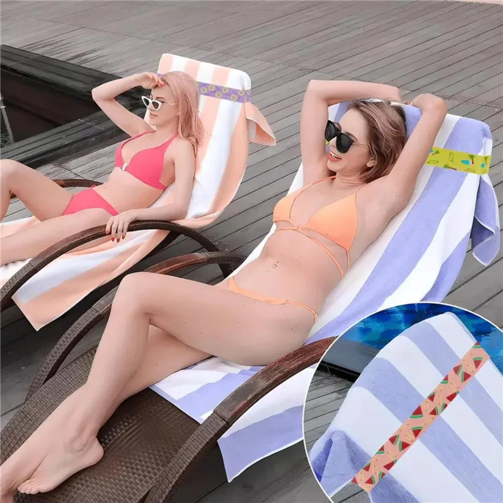 1/4Pcs Colorful Sunbed Strap Windproof Durable Beach Towel Holder Elastic High Elasticity Creative Towel Bands