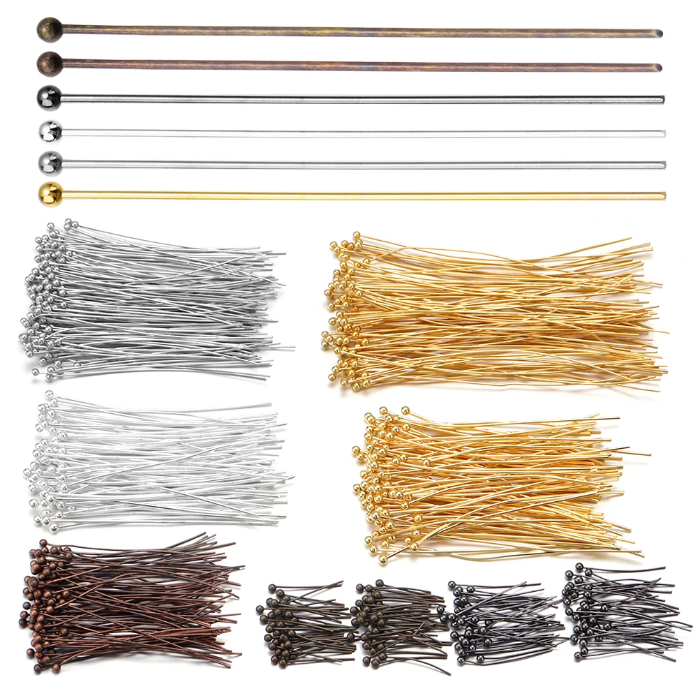 100/200 Stück 16-70 mm Messing-Kugelkopfnadeln, vergoldete Kugelkopfnadeln für die Schmuckherstellung, Perlennadeln, DIY-Zubehör, Großhandel