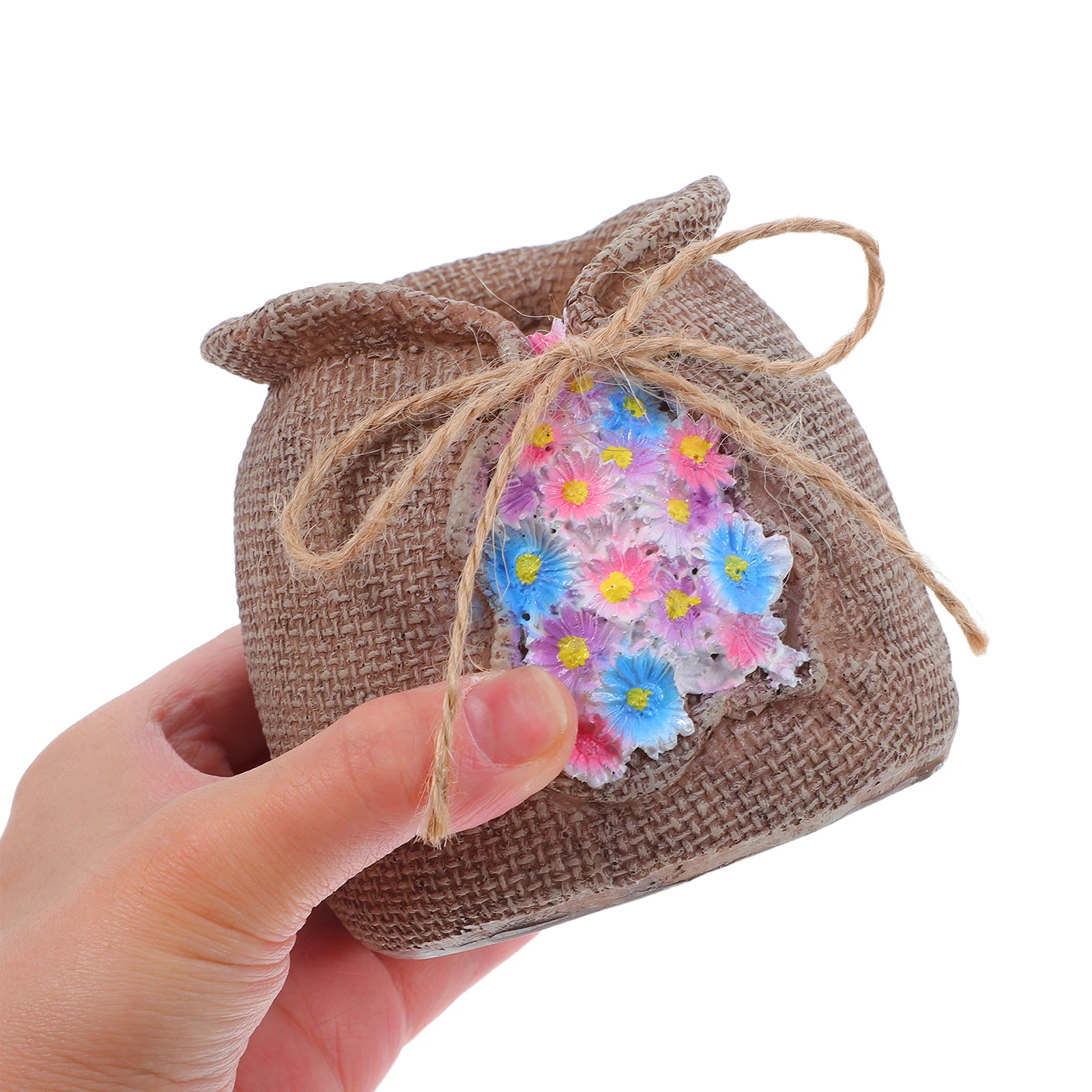 

1pc Creative Resin Succulent Flower Pot Burlap Bag Shaped Decorative Plant Garden Home Office Planter Durable Weather Resistant
