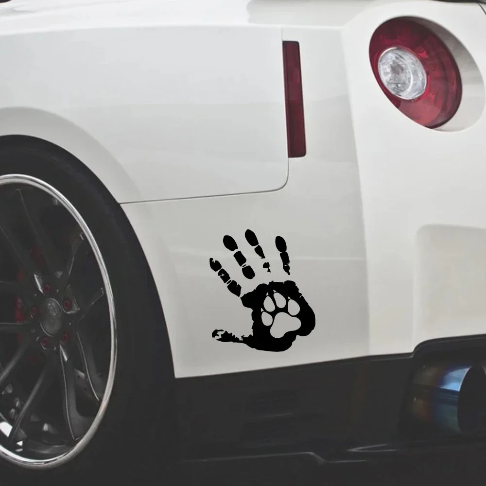 

15x12.6cm Pet Handprint PVC Car Sticker Self-adhesive Auto Body Bumper Window Vinyl Decal Motorcycle Car Decoration Accessories