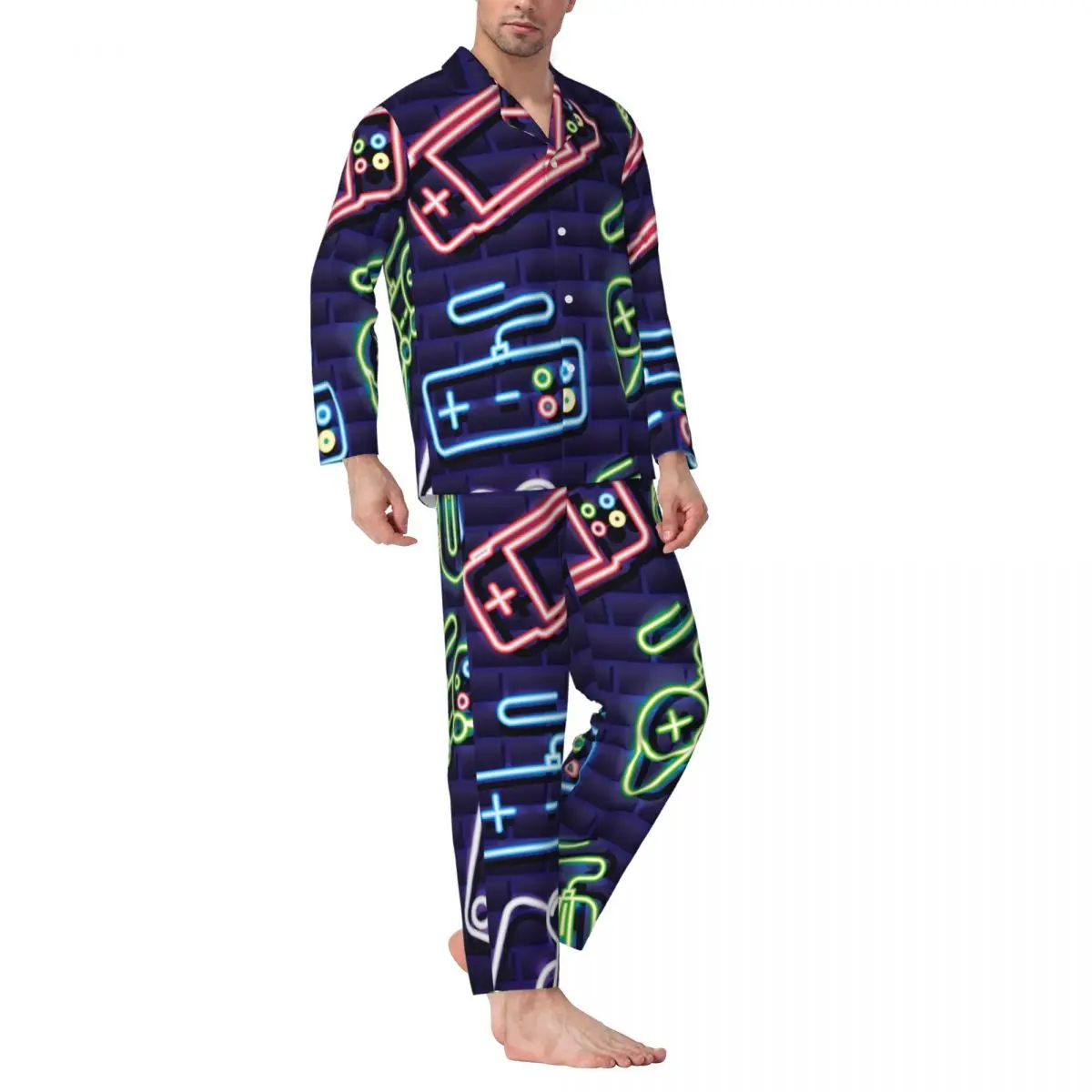 Men's Home Suits Long-sleeved Video Game Suits for Autumn and Winter Pajamas for Men