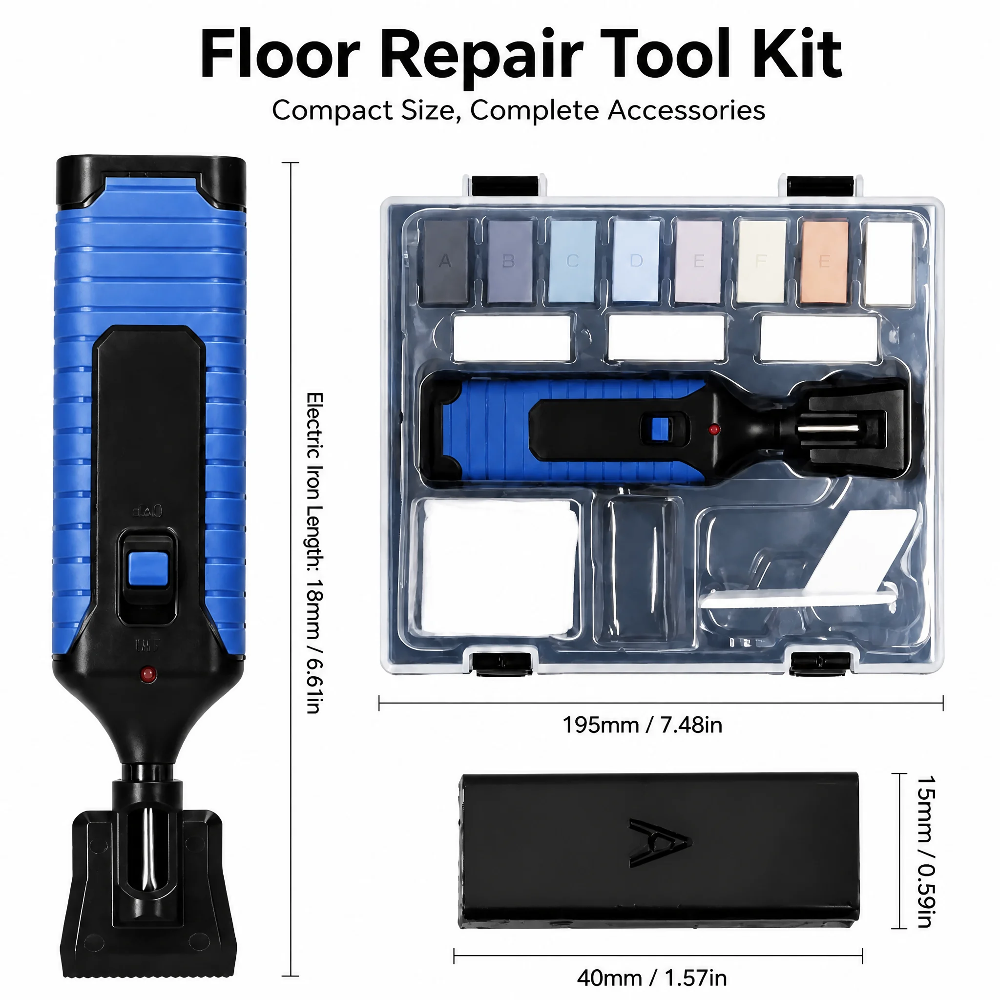 Electric Floor Furniture Repair Kit Wax Melting Repair Gun with Multi-Color Wax Sticks Wood Floor Scratch Hole Crack Set