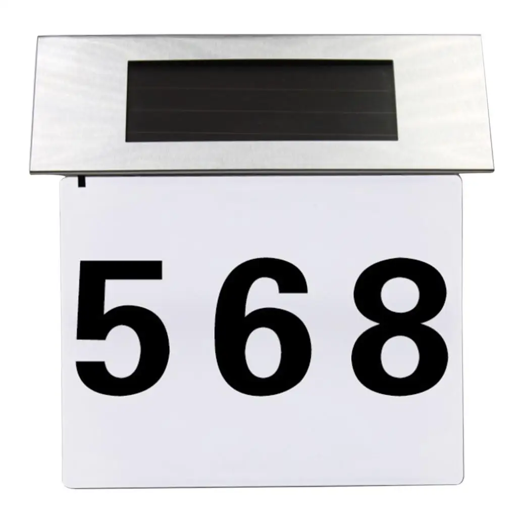 Solar Street Lamp Style House Number Door Light Stainless Steel LED Wall Sconce Auto on Waterproof for Driveway