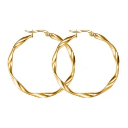 Women's new twisted hoop earrings round exaggerated sexy fashion trend diameter 4cm plated 18K hook type ear jewelry wholesale