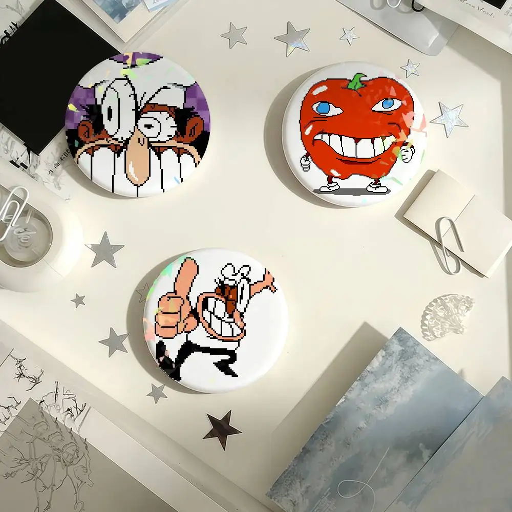 Game Pizza Tower Cartoon The Noise Laser Badge Pins Handmade Brooches for Backpack Gifts Bag Decor Fans Collect