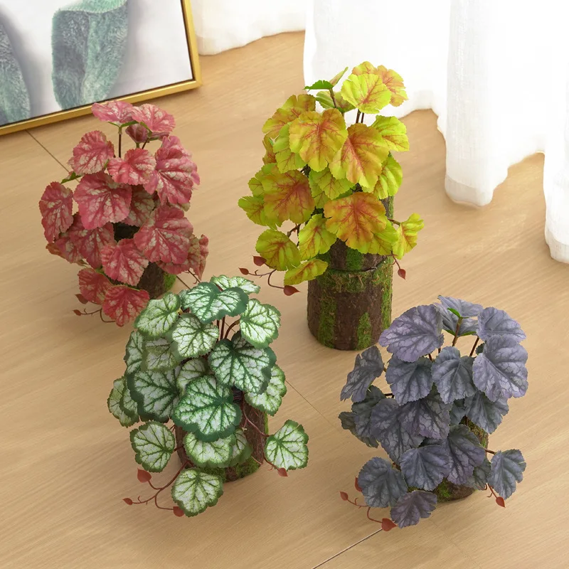 Artificial Plants 3D Printing Turtle Back Leaf Wedding Floral Simulation Green Plant Fake Leaves Home Balcony Garden Decoration