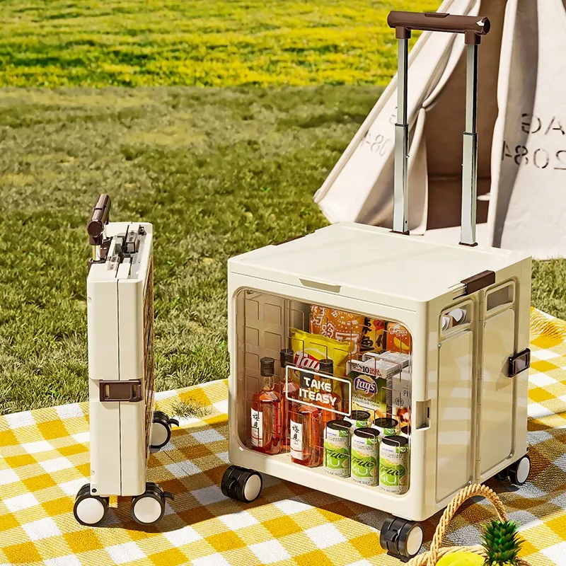 

Mobile folding shopping cart with cover, portable multi-functional shopping cart, outdoor camping storage box