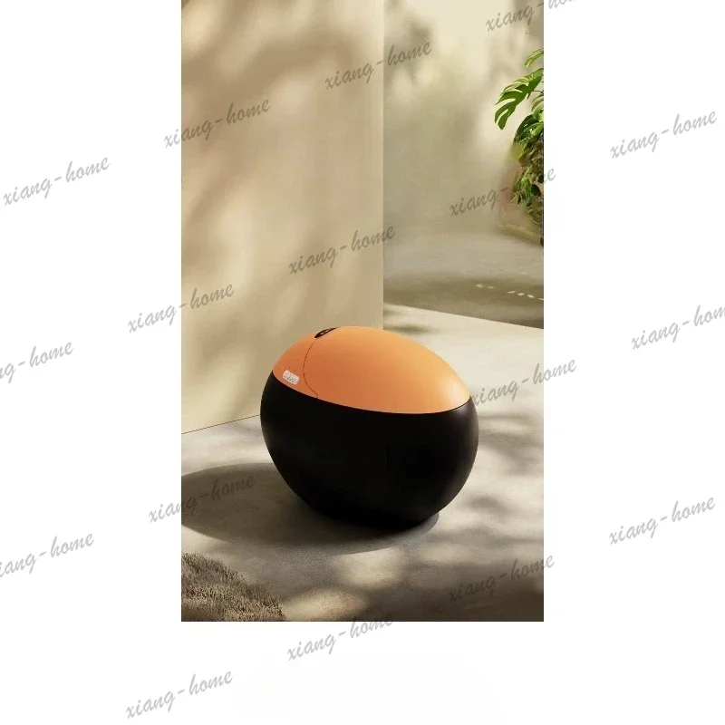 Color light smart toilet round egg shape, foam shield black orange toilet automatic siphon type