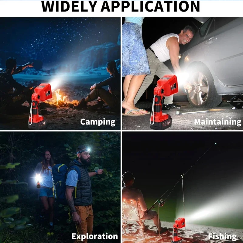 

18W Portable LED Work Light For Milwaukee 18V Li-Ion Battery Flashlight Handheld Torch Camping Emergency Flood Light for Camping