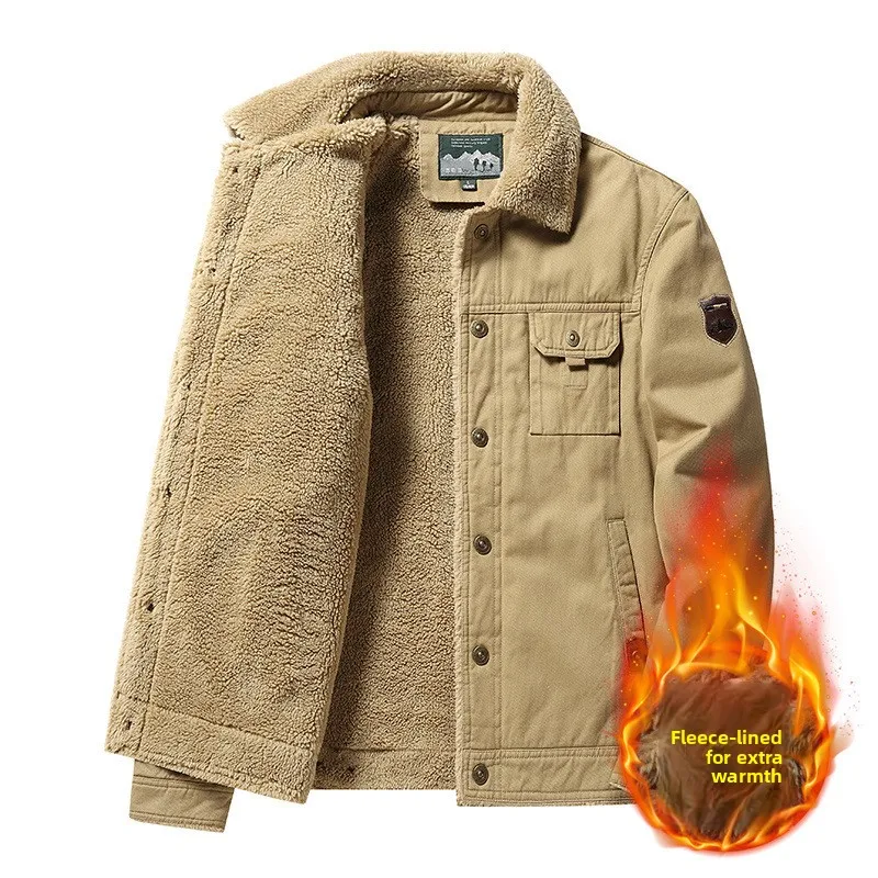 

Men's Waed Cotton Fce Lined Thiened Casual Faion Collar Jaet Warm Outerwear Autumn Winter New Sle Middle-aged Youth