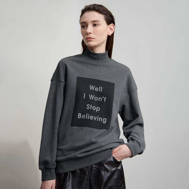 AMII بلوزات امرأة 2025 الخريف جديد الحد الأدنى الياقة المدورة المرأة فضفاضة محبوك عيد الميلاد القطن الإناث البلوز 12544006