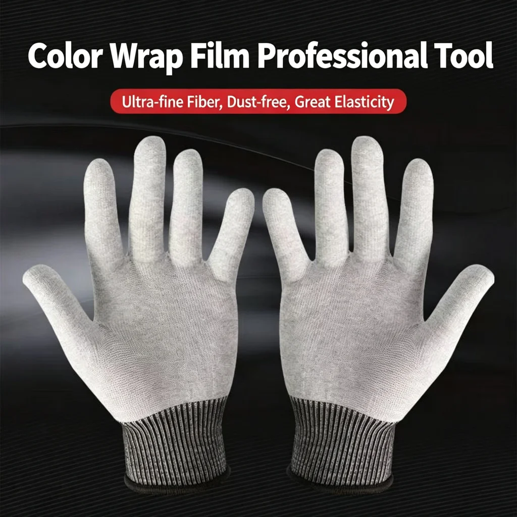 Ultra-fine Fiber Car Wrap Gloves Dust-free Anti-static Vinyl PPF Window Tint Application Gloves Auto Detailing Reusable 1 Pair