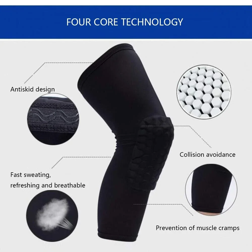 /Youth Sports Honeycomb Collision Avoidance Leg Compression Kneepad Guards Protective, Breathable Bandage Safety Knee Brace Yoga