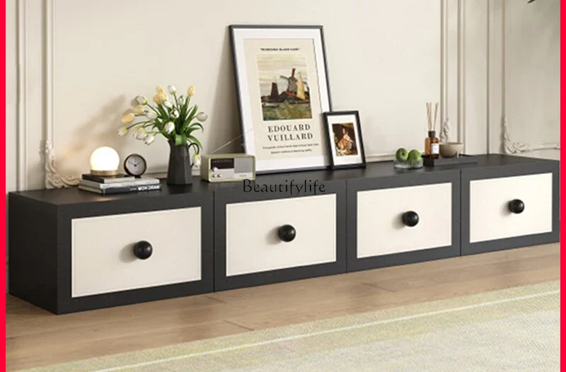 2Modern simple TV cabinet living room solid wood multi-functional side few retro bedroom chest