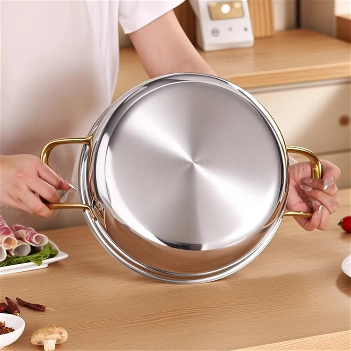 Sartén de acero inoxidable A25I, olla de sopa antiadherente, Wok, Cocina de Inducción de panal para el hogar, estufa, estofado, utensilios de cocina