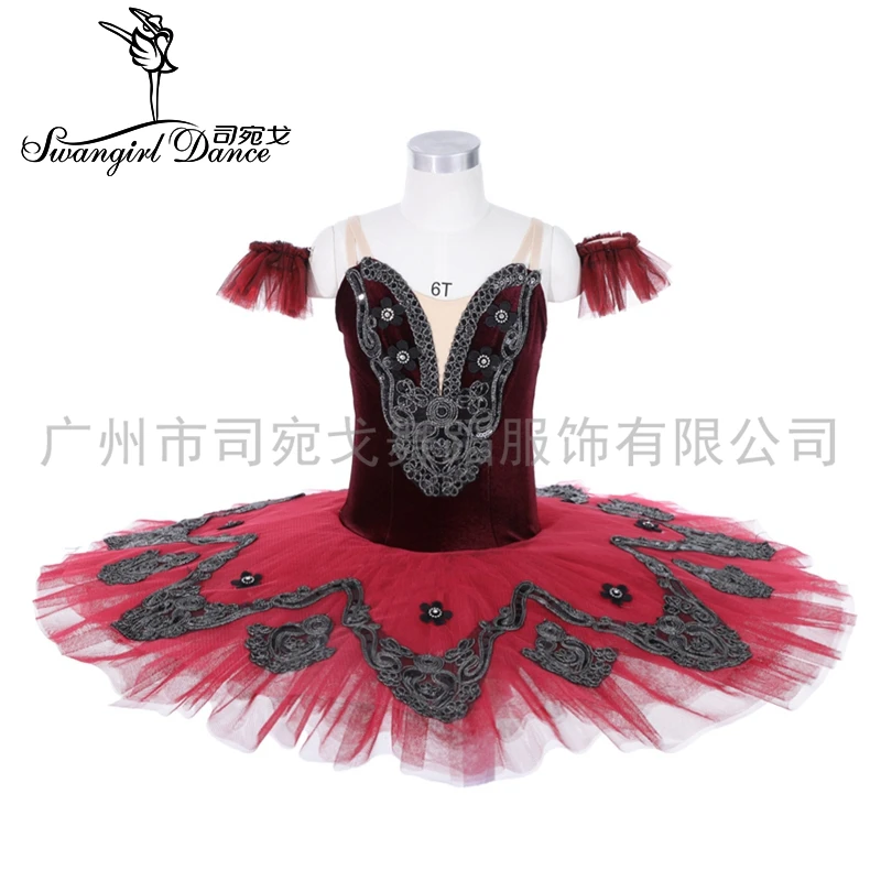 Women Burgundy Princess Florina Don quixote Ballet Tutu Girls Professional Classical platter tutu JY008D