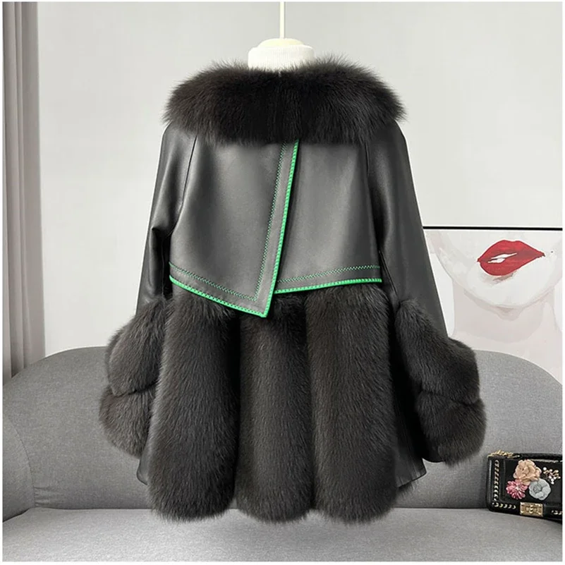 2024 Women Luxury Real Fox Fur Coat Jacket  Brand New Winter Natural Fox Fur Coats Parkas CT2152