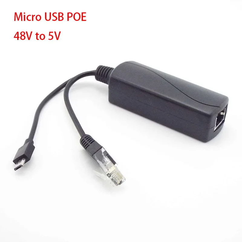 Divisor PoE 5v POE Micro usb Power Over Ethernet 48V a 5V Active POE Splitter Micro USB Plug W28