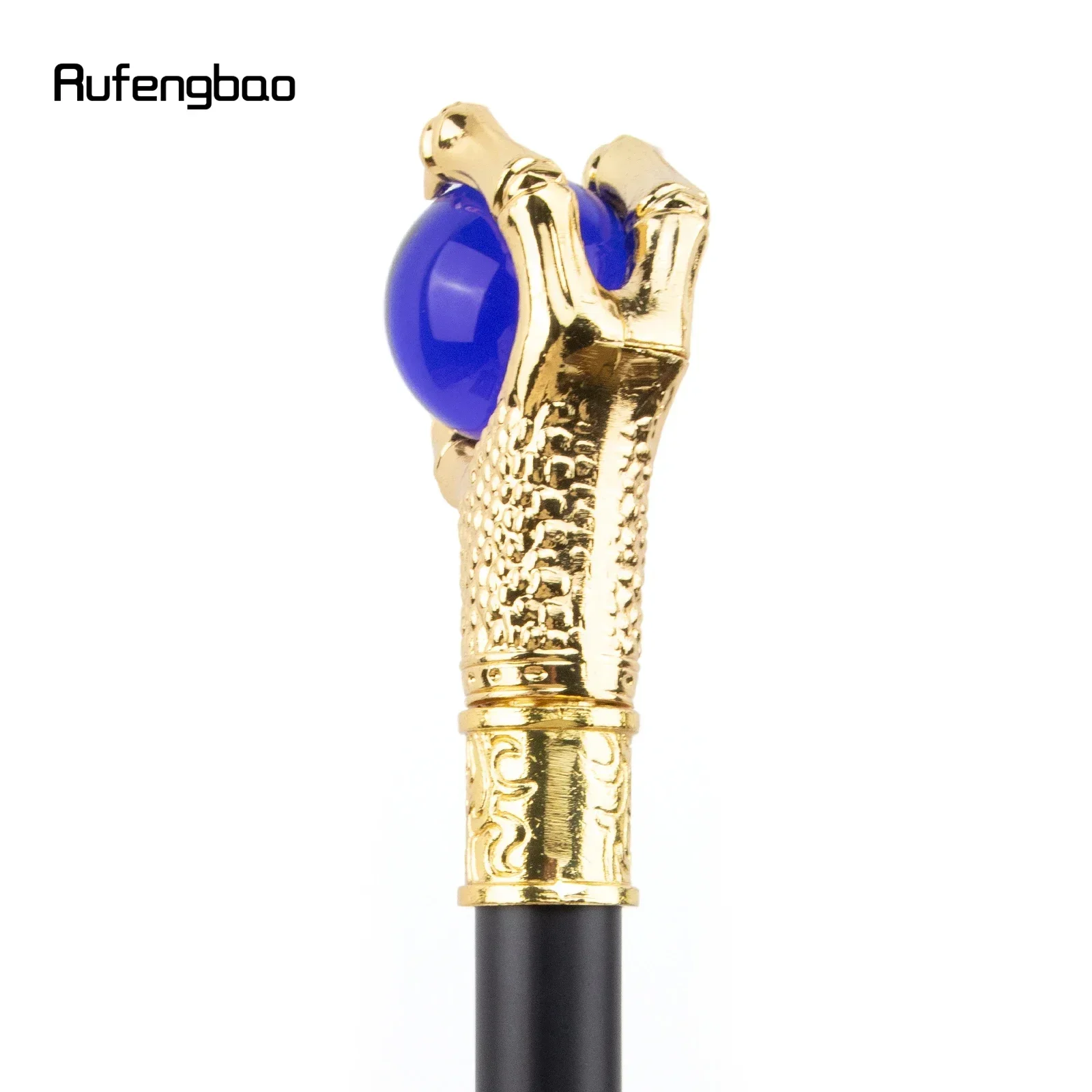 ไม้เท้าทรงกรงเล็บมังกร ลูกแก้วสีน้ำเงิน ด้ามจับสีทอง ไม้เท้าแฟชั่นตกแต่ง ไม้เท้าคอสเพลย์ ด้ามจับทรงครอสเซียร์ 93 ซม.