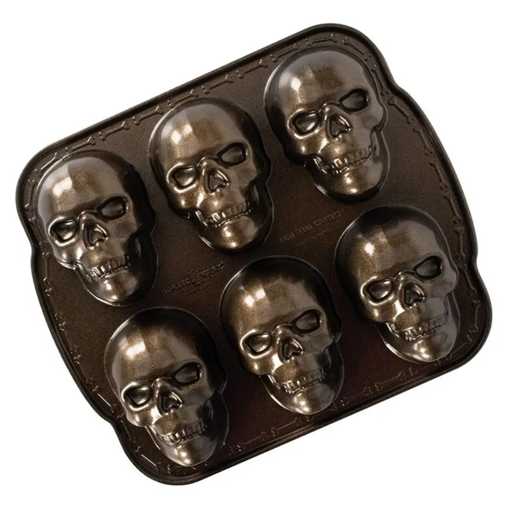 Halloween Skull Baking Mold 3D Metal DIY Skeleton Cake Mold High Temperature Resistance Aluminum Baking Tray Kitchen Supplies