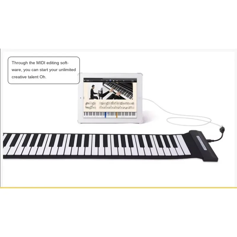 Hooqu بيانو إلكتروني قابل للطي 88 مفتاح لوحة مفاتيح سيليكون محمولة ومقاومة للماء