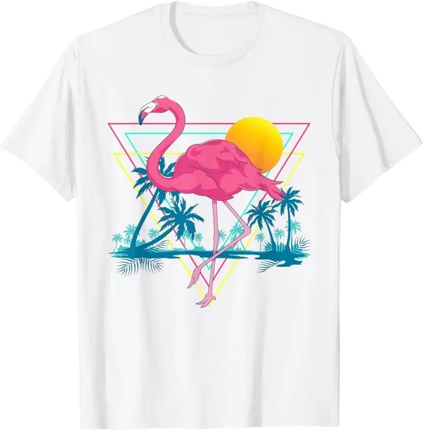 2024 Pink Flamingo Beach Summer Art Vibration Palm Tree Tropical Summer T-Shirt