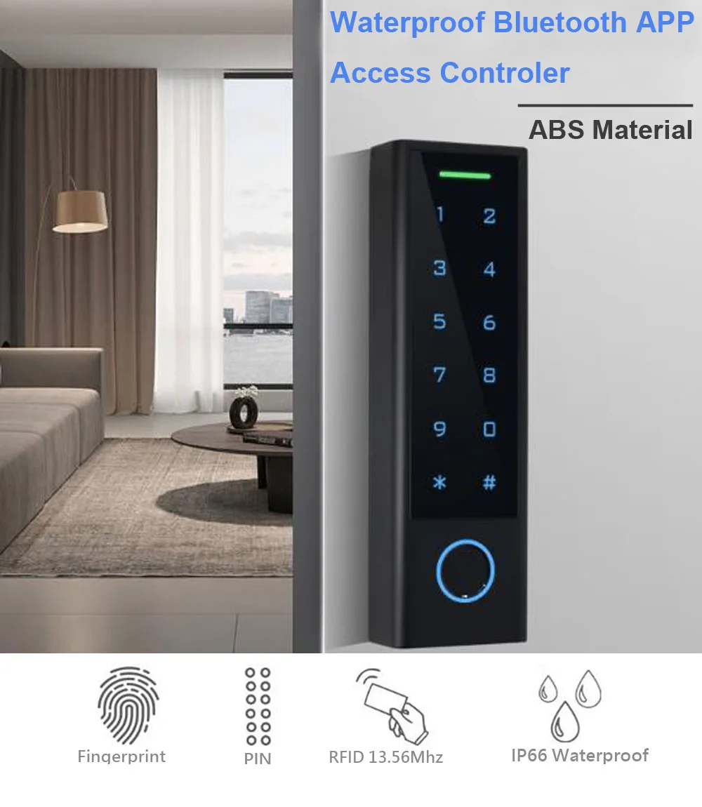 TTLock Fingerprint Access Controller Keypad Waterproof Bluetooth DigiCode 13.56mhz IC Card Reader for Home Gate Opening System