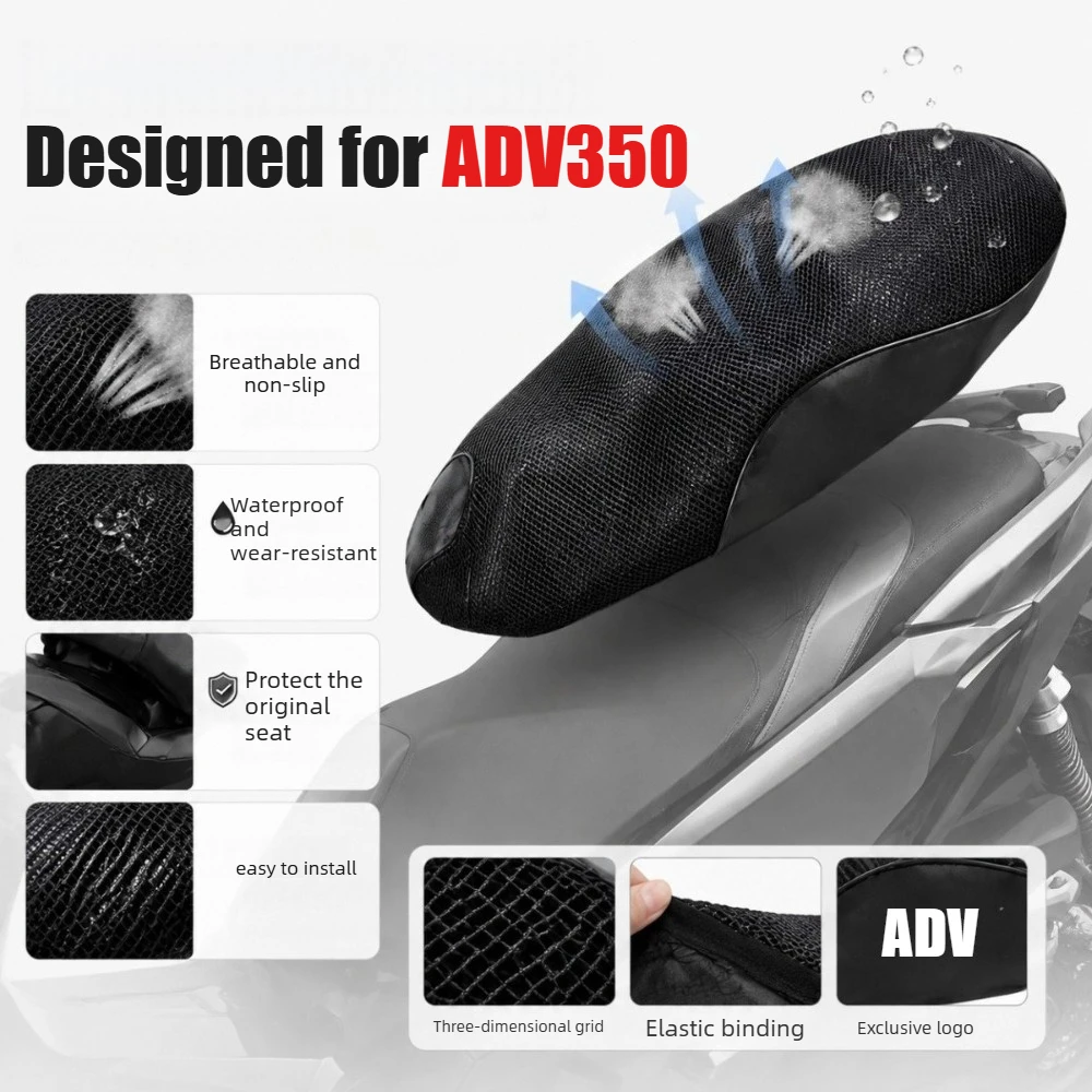 For Honda ADV350 ADV 350 Motorcycle Seat Cover 3D Mesh Breathable UV Resistant Cover Sunproof Heat Insulation Cushion Pad