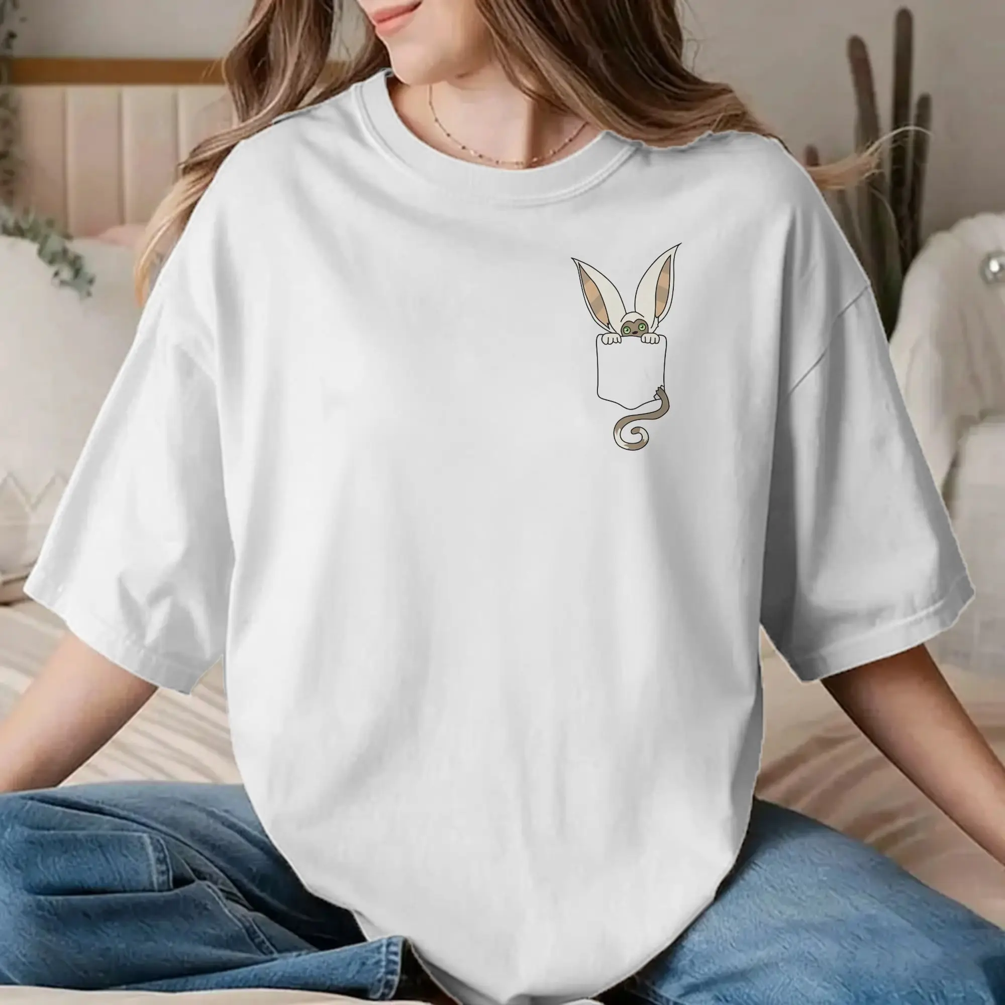 Men Women T-Shirts Momo in Pocket Casual Pure Cotton Tees Short Sleeve Avatars Airbenders Anime T Shirts Round Collar Clothing