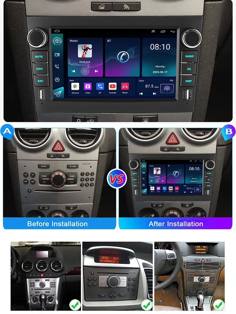7-Zoll-Android-Autoradio für Opel Vauxhall Astra Corsa Zafira Meriva Vectra, kabelloses Carplay, Android Auto, 4GB GPS-Multimedia-Player