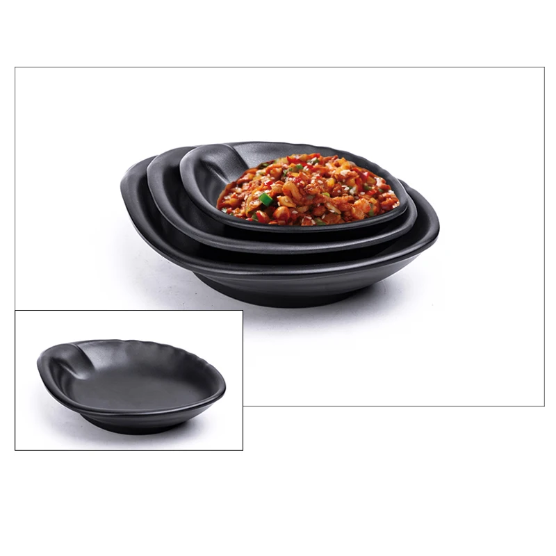 Japanese And Korean Dish Seasoning Dish Imitation Porcelain Melamine Black Plate