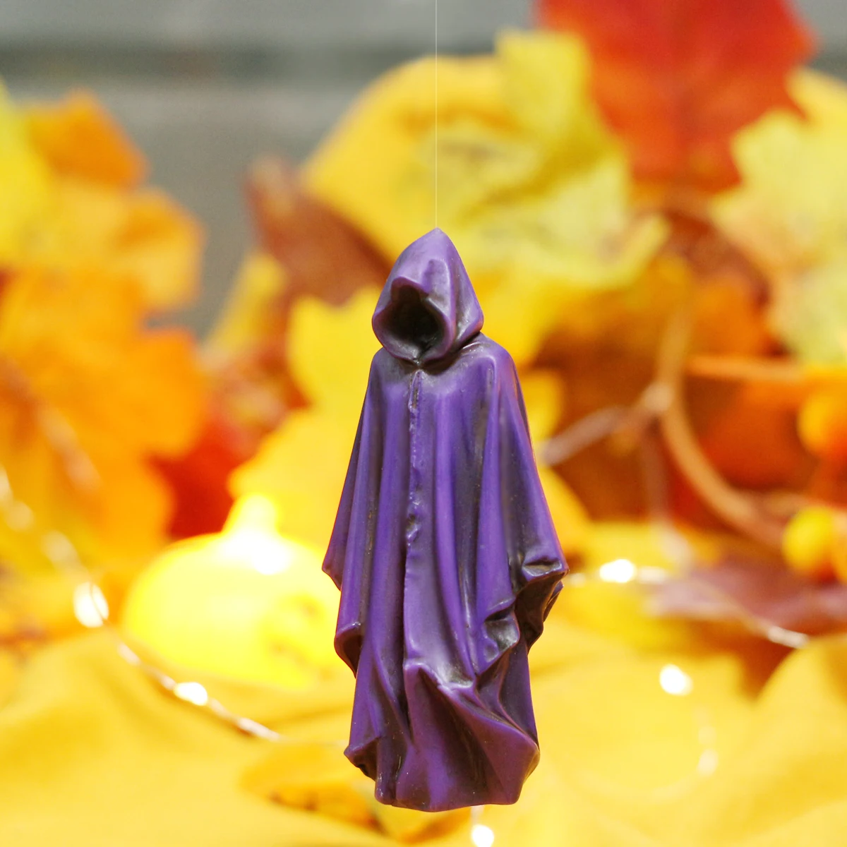 Halloween Purple Grim Reaper Hanging Resin Statue Faceless Cloaked Death Gothic Outdoor Garden Home Decor
