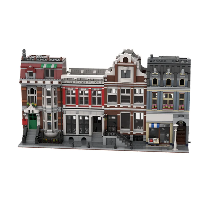 City Street View Model MOC Building Bricks Canal Residential Houses Modular Technology Gifts Holiday Assemble Children Toys Suit