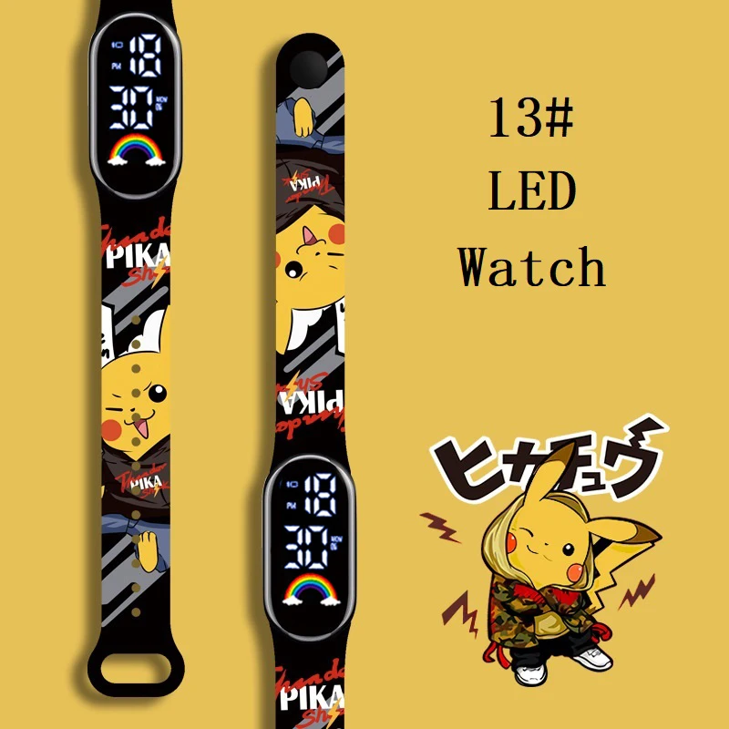 

Pokemon Strap LED Electronic Watch Fashion Colorful Bracelet Touch Waterproof Anime Character Pikachu Children's Birthday Watchs